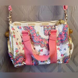 LeSportsac x Manoush pink, white & gold floral purse